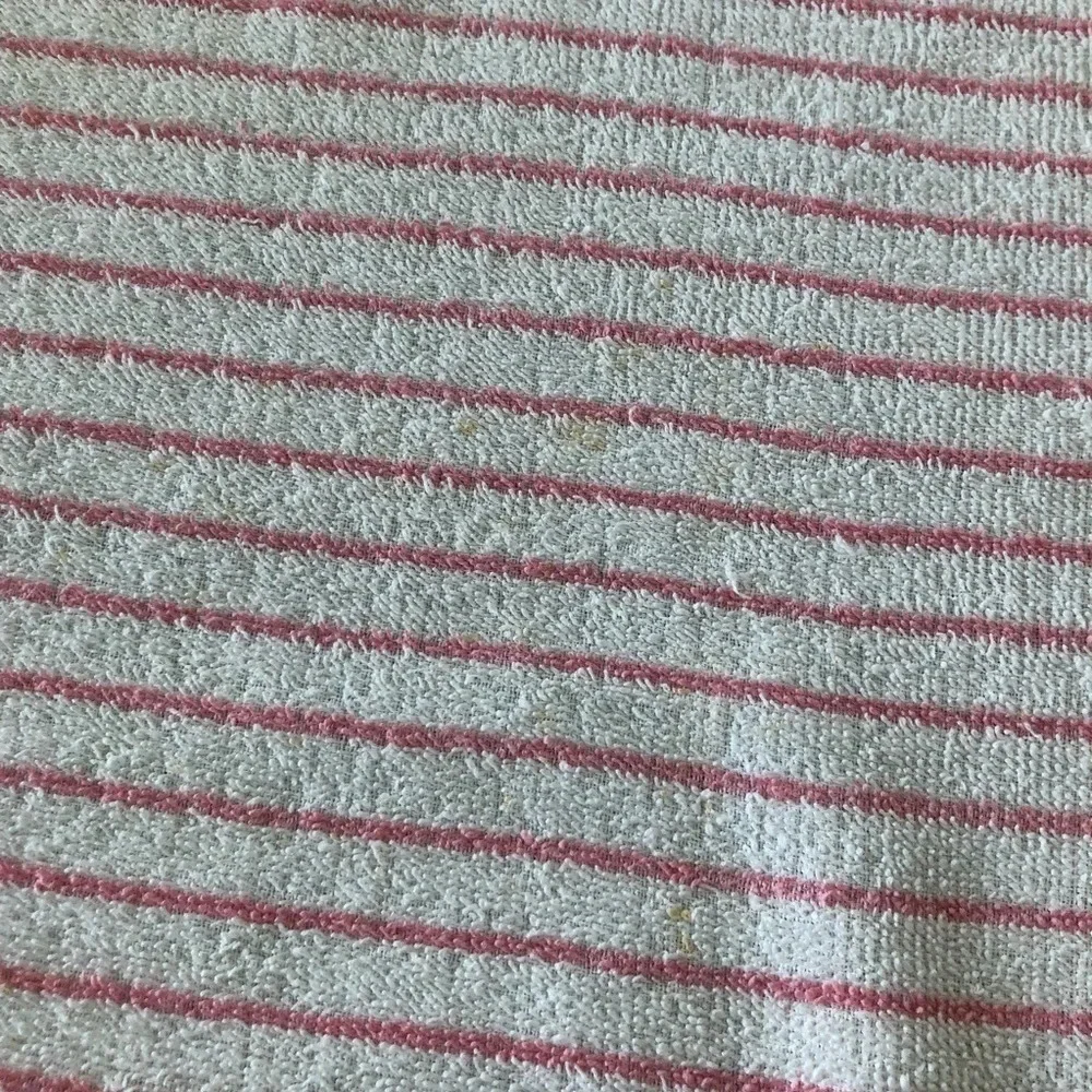 MCM Vintage Cannon 100% Cotton Striped Pink Fringe‎ Granny Bath Towel 21” X 35”